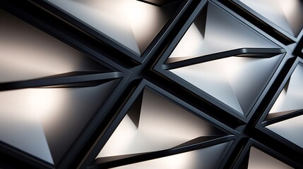 Stylish close up of an angular frame with black borders featuring reflective indoor porcelain surfaces and an indirect ambient glow creating a modern elegant and tranquil atmosphere