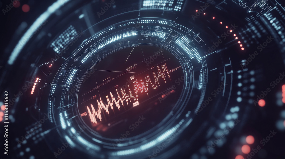 Poster abstract technology ui futuristic concept circle dark digital dna health care of hud interface holog