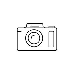 Camera Outline Icon Implies the art of photography and taking pictures.