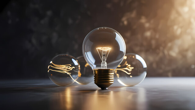 An abstract artistic rendering of the 'photo bulb technique' with glowing filaments inside a bulb casting soft, diffused light onto textured gradients and floating orbs, evoking a dreamy and timeless 