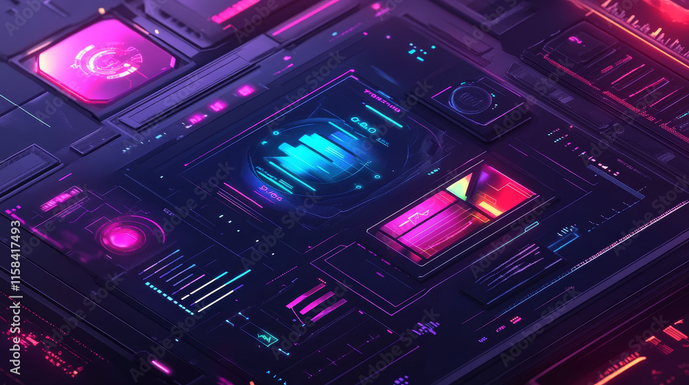 Poster abstract technology ui futuristic concept cyber security hud interface hologram elements of digital 
