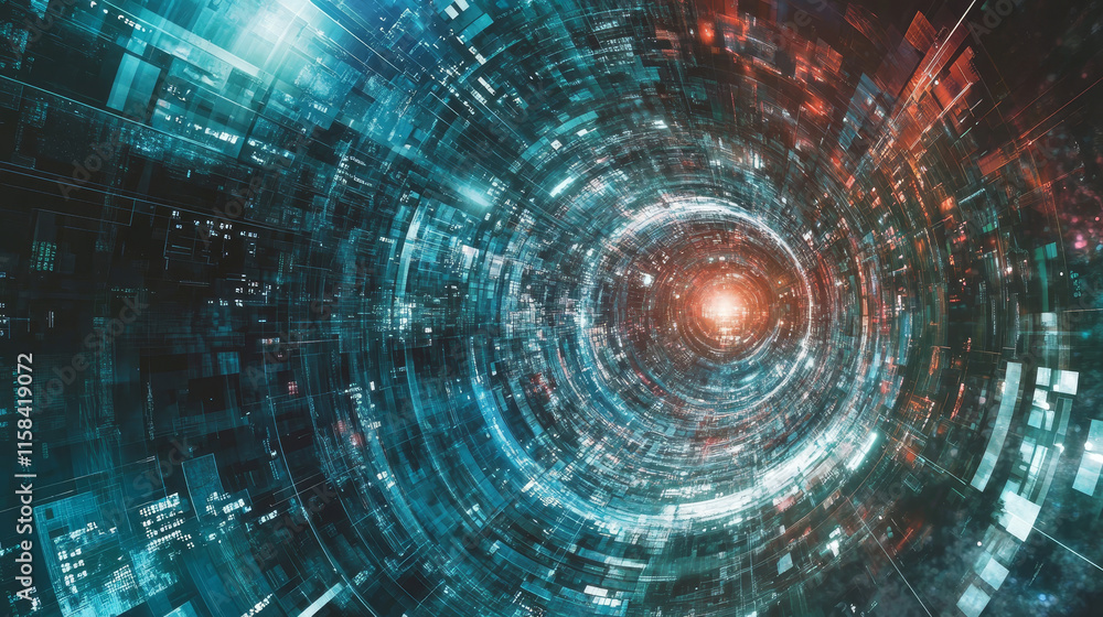 Poster abstract blockchain technology cryptocurrency and fintech square cube crypto operations connect bloc