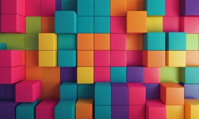 Abstract Geometric Pattern of Colorful Cubes