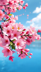 Obraz premium Cherry blossom in spring, pop art, with white tones