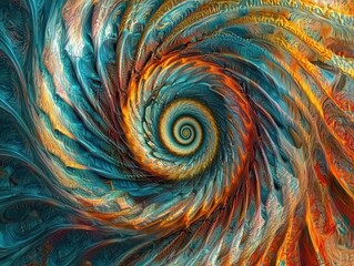 Obraz premium A vibrant, swirling abstract design featuring dynamic colors and intricate patterns, perfect for digital art and creative projects. Digital marketing concept. Branding and optimization.