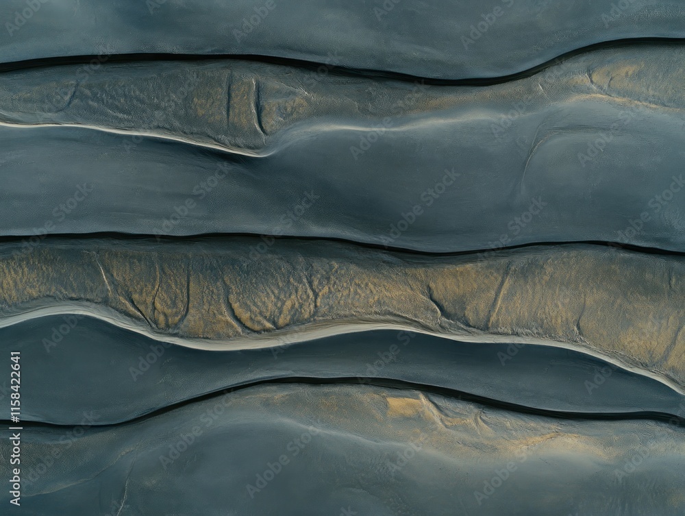 Poster abstract aerial view of dark sand dunes with subtle light gold lines creating a textured pattern.