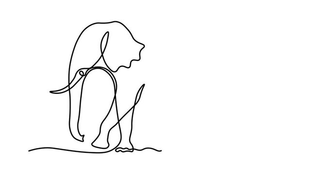 Abstract Elephant. Self drawing animation one continuous line draw, logo