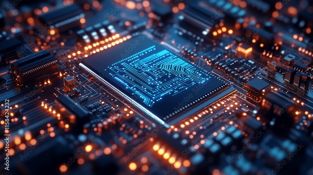 Poster abstract technology ai computing concept working data of artificial intelligence and futuristic digi