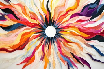 Obraz premium A dynamic paper - cut art burst with radiating lines and vivid colors