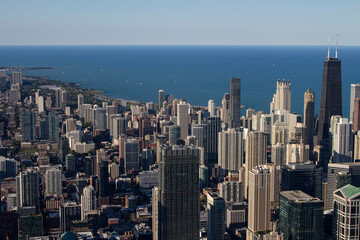 Fototapeta premium Chicago panorama and Lake Michigan - view to the north from the top of Willis Tower