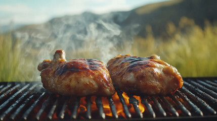 grilled meat on the grill