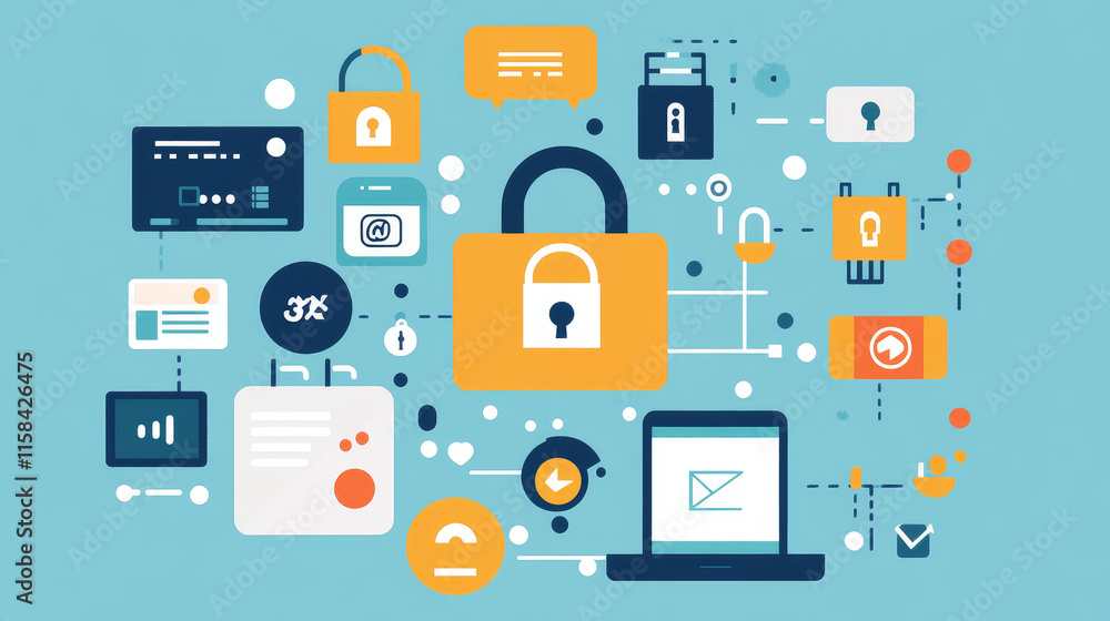 Poster abstract futuristic modern concept ict information and communication technology data security protec
