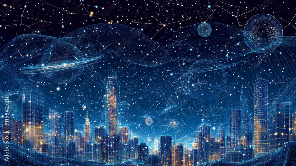 Poster touch the future low poly wireframe. vector polygonal image in the form of a starry sky or space, co