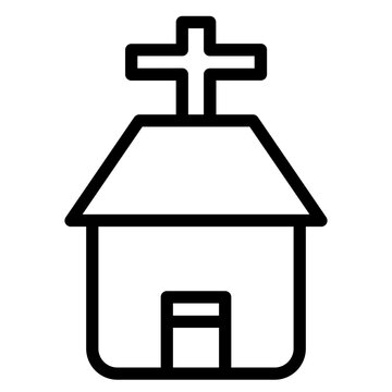 black outline church building with cross clip art preview