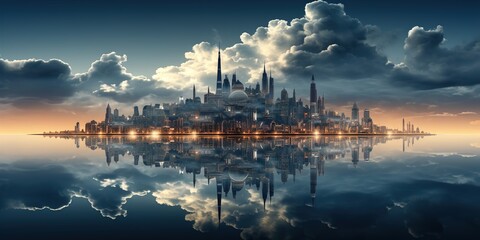 Fototapeta premium sunset over the river