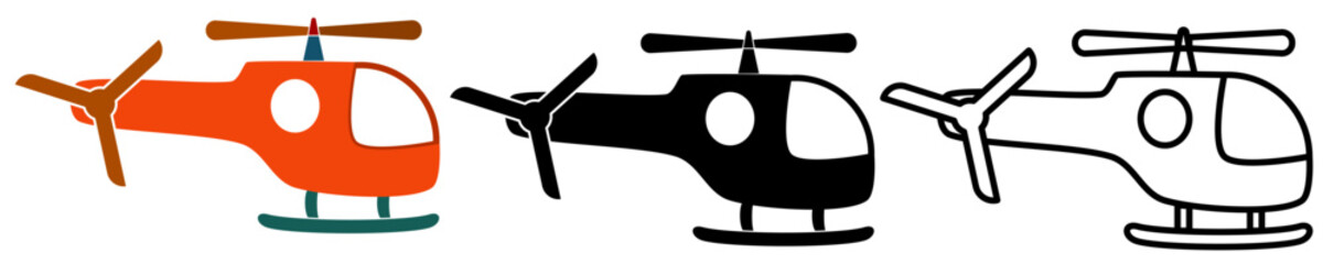 helicopter icon, simple flat style, illustration, logo sign symbol pictogram template, for ui or ux isolated on white for mobile app, editable