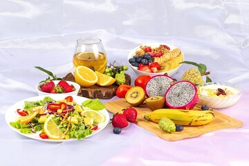 Tropical Fruit and Healthy Salad Display