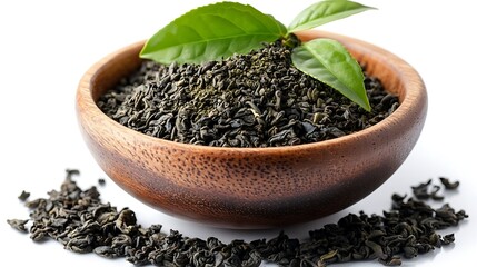Brewing green tea leaves kitchen food photography indoor close-up