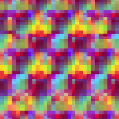 Colorful geometric mosaic with squares and seamless pattern design