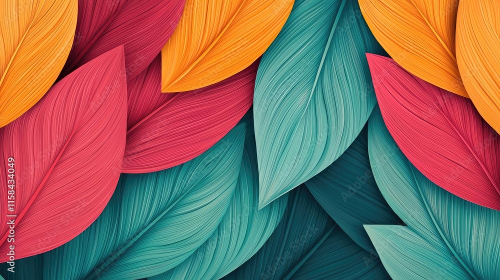 Poster laurel leaves abstract background idea. vibrant leaves in various colors, creating a beautiful textu