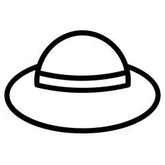 Hat Summer Beach Line Icon