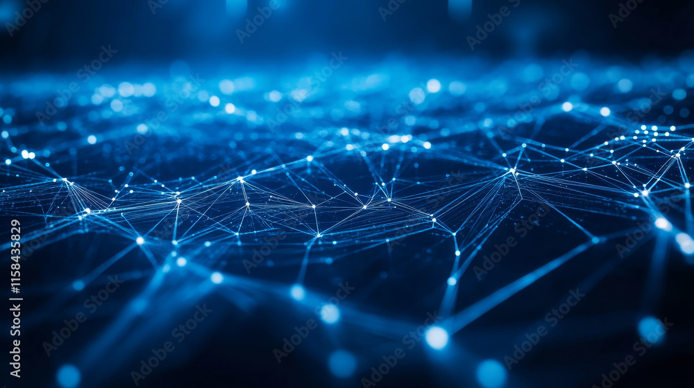 Aufkleber abstract digital circuit board on technology blue background. circuit connected lines and dots on ab
