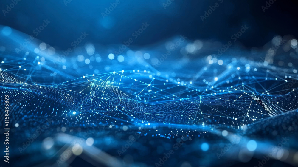 Aufkleber abstract digital circuit board on technology blue background. circuit connected lines and dots on ab