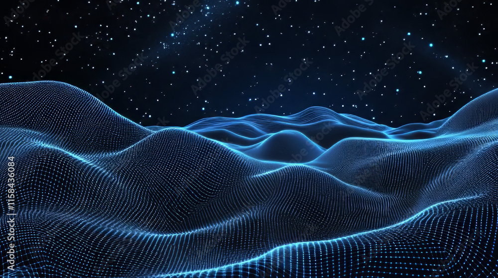 Poster abstract tech background with low poly wireframe elements. space technology background in blue. dark