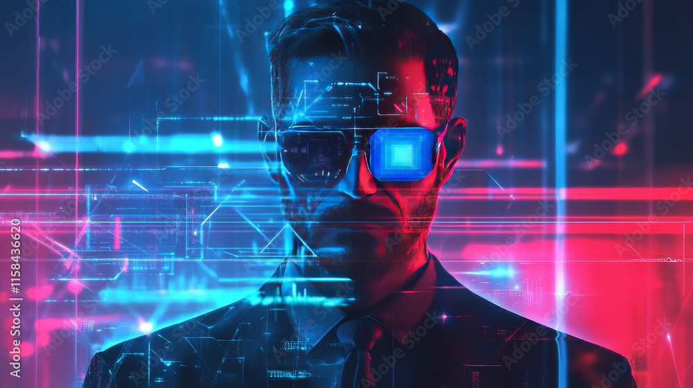 Poster abstract digital technology background. isometric ai chip with ai hologram with circuit tech bg. con