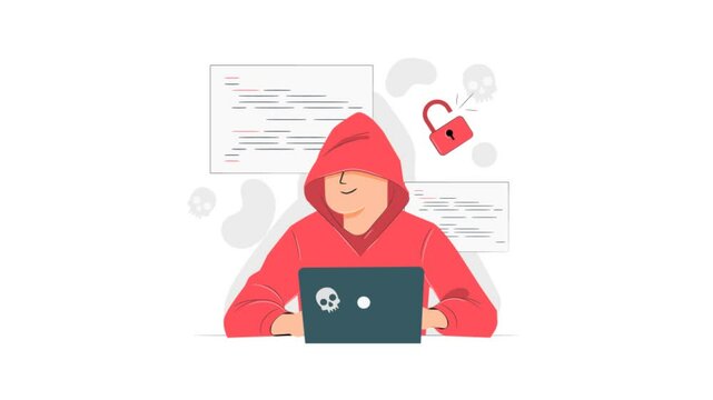 Free Hacker Using Laptop Animated Illustration