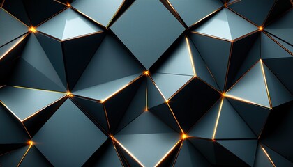 Fototapeta premium Abstract polygonal pattern luxury dark blue background with triangle pattern and gold lines