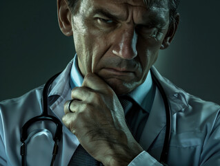 Confident Doctor Adjusting Tie with Stethoscope