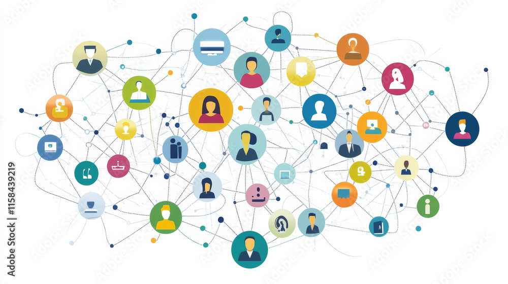 Poster abstract network connection, digital hi-tech digital internet communication, technology on circle ba