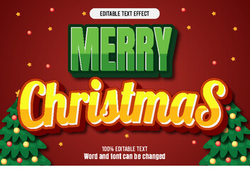 Merry Christmas editable text effect 3d emboss Cartoon
