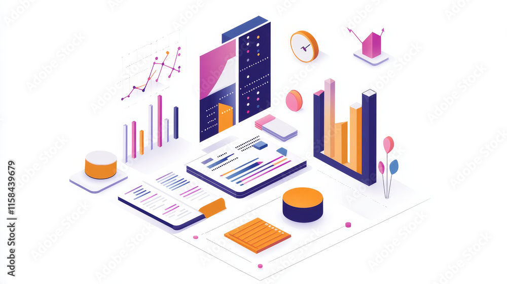 Poster financial data document graph chart report statistic marketing research development planning managem