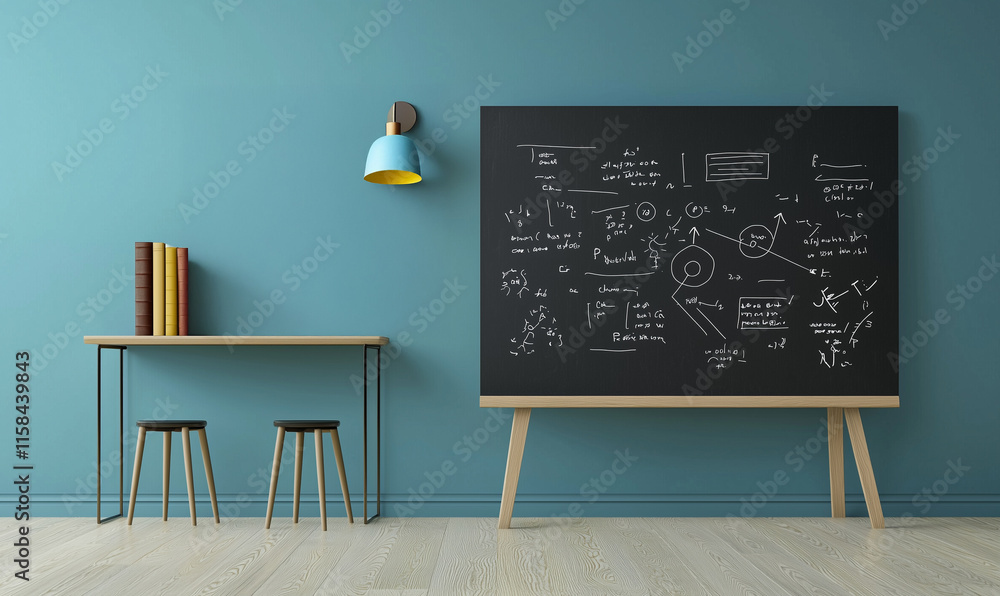 Poster engaging physics lessons for stem education in a classroom setting featuring chalkboard explanations