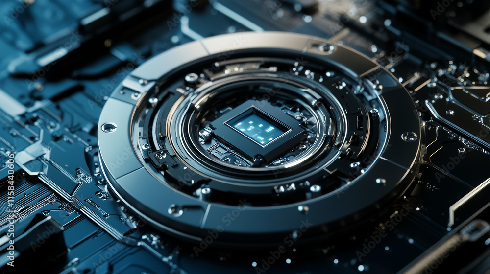 Poster abstract technology concept cyber security with circle metals lock hi tech background