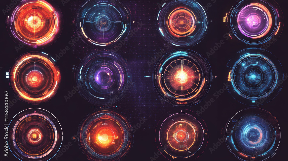 Aufkleber set of circle abstract digital technology ui futuristic hud virtual interface elements sci- fi moder