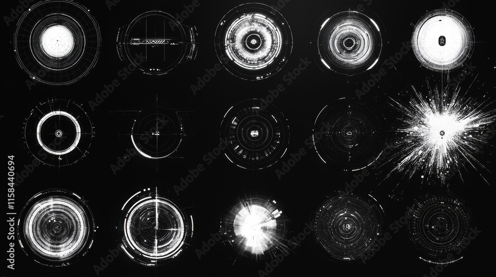 Aufkleber set of circle abstract digital technology ui futuristic hud virtual interface elements sci- fi moder