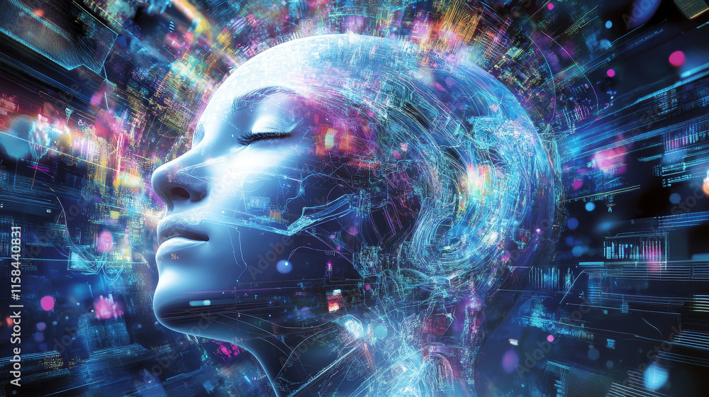 Poster abstract technology futuristic concept circuit board high computer digital interface hologram digita