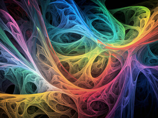 Neon rainbow color lines abstract background. Marketing. Blank template. Design illustration. Space for copy. Conceptual. Flowing.