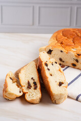 raisin whole wheat bread slices. Perfect for recipe, article, catalogue, or any commercial purposes. with copy space.