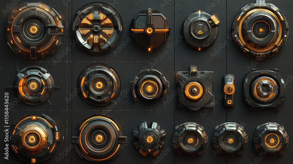 Poster set of circle abstract digital technology ui futuristic hud virtual interface elements sci- fi moder
