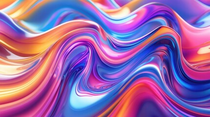 Obraz premium vibrant abstract iridescent curved wave