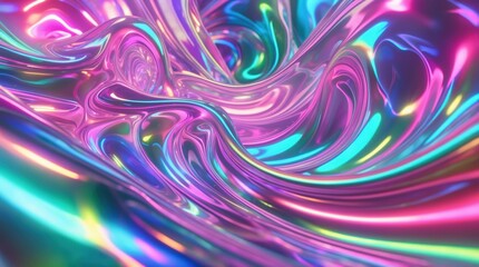 vibrant abstract iridescent curved wave
