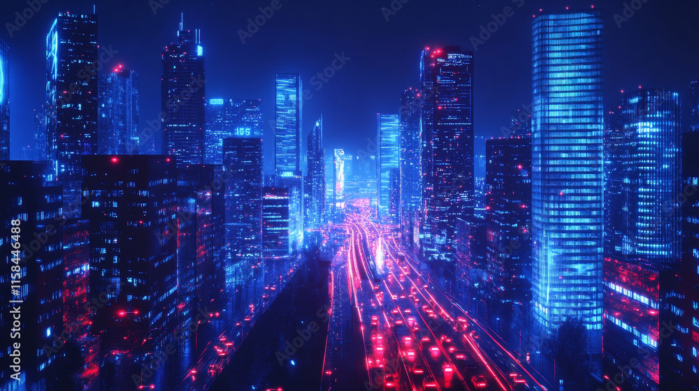 Poster abstract internet of things concept city 5g.iot (internet of things) communication network innovatio