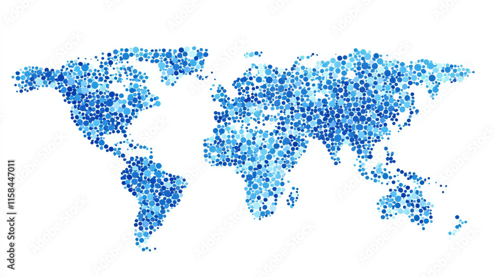 Poster abstract global dot network circle digital connection and communication futuristic on blue backgroun