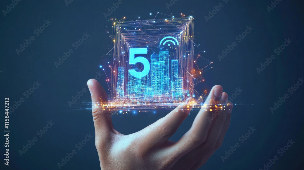 Poster abstract internet of things concept city 5g.iot internet of things communication network innovation 