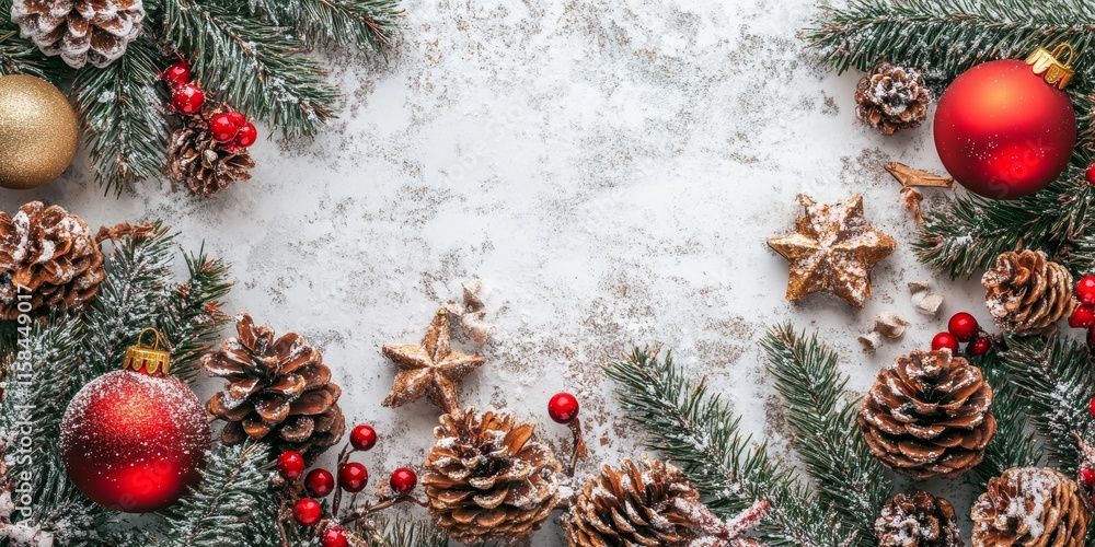 Poster festive christmas backdrop featuring decorations suitable for creating cards and invitations for the