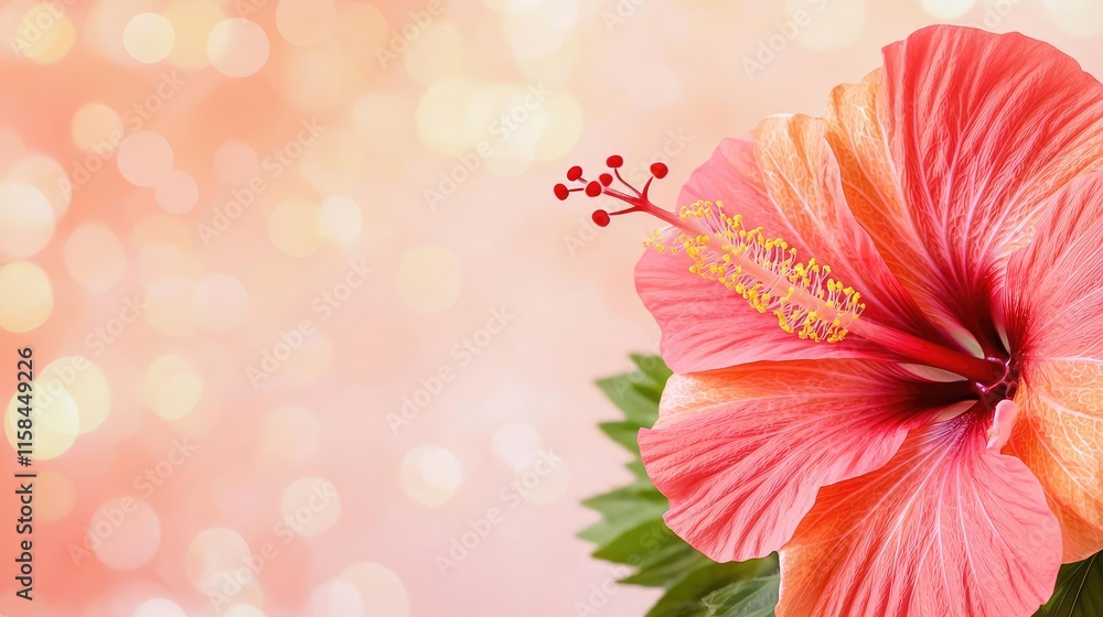 Poster hibiscus floral abstract background concept. vibrant pink hibiscus flower with soft bokeh background